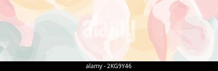 Pastel watercolor texture painting abstract panoramic background. Handmade horizontal banner template in pastel colors. Colorful art background with Stock Vector