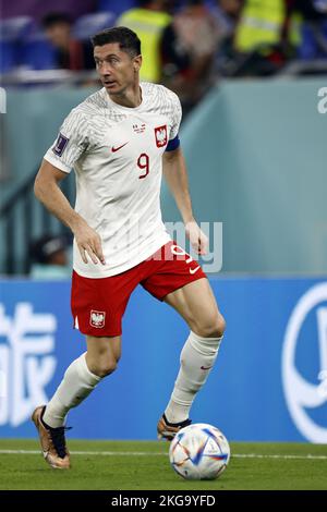 DOHA - Qatar, 22/11/2022,  Robert Lewandowski of Poland during the FIFA World Cup Qatar 2022 group C match between Mexico and Poland at 974 Stadium on November 22, 2022 in Doha, Qatar. AP | Dutch Height | MAURICE OF STONE Stock Photo