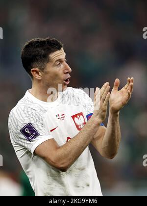 DOHA - Qatar, 22/11/2022,  Robert Lewandowski of Poland during the FIFA World Cup Qatar 2022 group C match between Mexico and Poland at 974 Stadium on November 22, 2022 in Doha, Qatar. AP | Dutch Height | MAURICE OF STONE Stock Photo