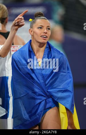 Maryna Bekh-Romanchuk participating in the long jump of the European Athletics Championships in Munich 2022. Stock Photo