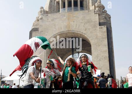 Mexico City, Mexico. 22nd Nov, 2022. November 22, 2022, Mexico City, Mexico: Fans attend FIFA Fan Fest at Monument of Revolution to support Mexican team during the football match against Poland during the FIFA World Cup Qatar 2022. on November 22, 2022 in Mexico City, Mexico. (Photo by Luis Barron/Eyepix Group). Credit: Eyepix Group/Alamy Live News Stock Photo