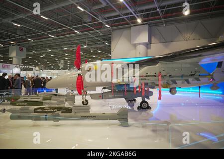 Bayraktar AKINCI SAHA EXPO, Mini Smart MunitionS  MAM-L, MAM–C, Cirit, L-UMTAS, Bozok, MK-81, MK-82, MK-83 (JDAM), Wing Assisted G. BoMB Stock Photo