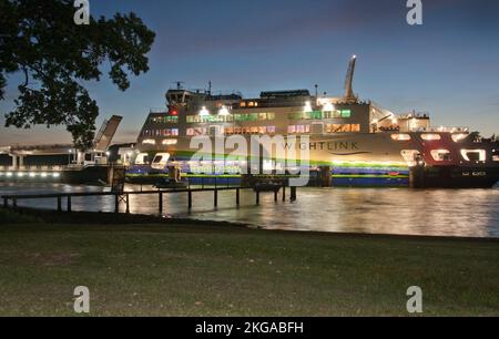 Wightlink night ferry docked at Fishbourne, Isle of Wight, Hampshire, England Stock Photo