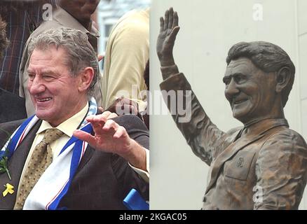 THE NEWLY UNVEILED STATUE OF EX SOUTHAMPTON MANAGER TED BATES AT ST. MARY'S STADIUM LOOKS LIKE FORMER CHAIRMAN OF ARCH RIVALS PORTSMOUTH MILAN MANDARIC PIC MIKE WALKER, 2007 Stock Photo