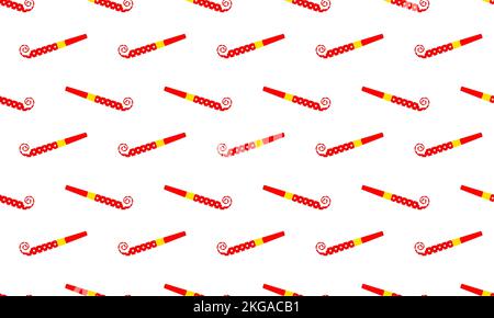 Party noisemakers seamless pattern. Red polka dot blowers background. Sound whistles for birthday celebration. Scrapbooking or wrapping paper, fabric print design. Vector cartoon illustration Stock Vector