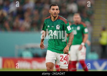 DOHA, QATAR - NOVEMBER 22: Player of Mexico Luis Chávez looks on during the FIFA World Cup Qatar 2022 group C match between Mexico and Poland at Stadium 974 Stadium on November 22, 2022 in Doha, Qatar. (Photo by Florencia Tan Jun/PxImages) Stock Photo