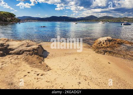 La Moune Beach in Saint-Tropez, French Riviera, France, Europe Stock Photo