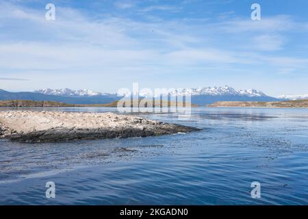 Navigation on Beagle channel, Argentina landscape. Tierra del Fuego Stock Photo