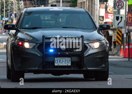 Toronto, ON, Canada - September 2, 2022: Police car on the streets of Toronto during the sport event Stock Photo