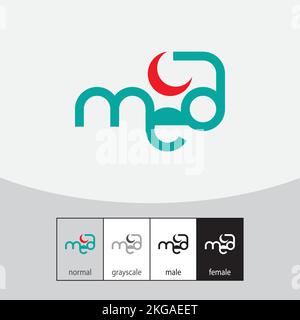 MED or Medical Logo With Crescent. - Vector Stock Vector