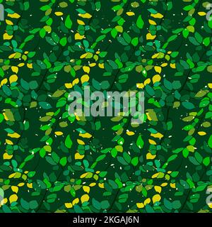 Modern foliage seamless pattern on green backdrop Stock Vector