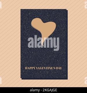 Happy Velentines day with heart shape starry night sky galaxy vertical love romantic card style. Stock Vector