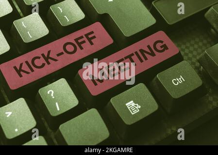 Handwriting text writing Kick Off Meeting. Concept meaning getting fired  from your team private talking about company Stock Photo - Alamy