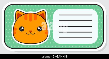Cute red cat. Vector sticker. Notepad sticker. Vector illustration. Stock Vector