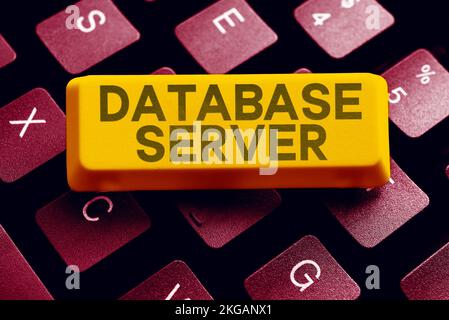 Conceptual caption Database Server. Business approach uses a database application that provides database services Stock Photo