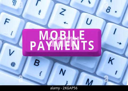 Inspiration showing sign Mobile Payments. Business overview money paid for a product through a electronic device Stock Photo