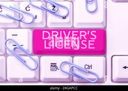 Handwriting text Driver S License. Business showcase a document permitting a person to drive a motor vehicle Stock Photo