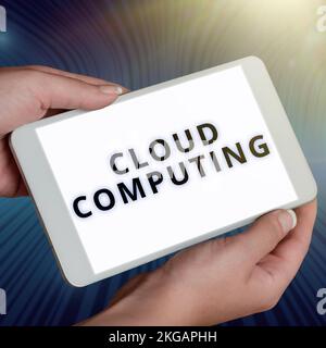 Text showing inspiration Cloud Computing. Business approach storing and accessing data and programs over the Internet Stock Photo