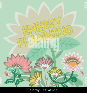 Text caption presenting Energy Planning. Concept meaning making of a strategy and plan for the consumption of energy Stock Photo