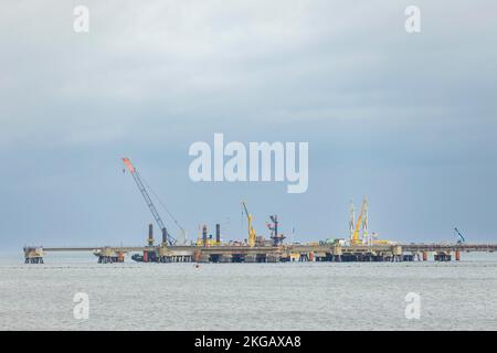 Construction site of the Uniper LNG (liquid natural gas) terminal on ...