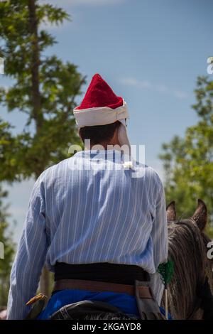 Man wearing traditional turkish hat in the view Stock Photo