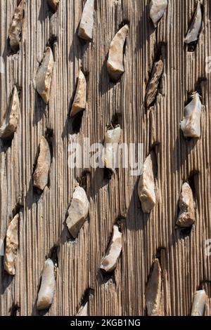 An old traditional threshing sled in the view Stock Photo