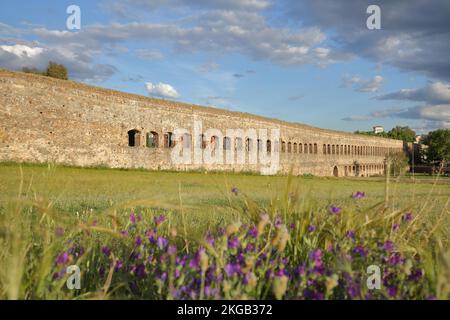 Historic Acueducto de San Lazaro in Merida, Extremadura, Spain, Europe Stock Photo