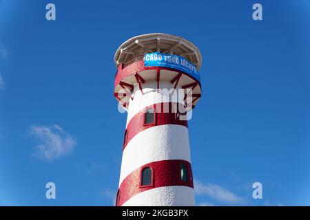 Cabo San Lucas, Mexico - November 7, 2022 - The view of the popular Tequila Lighthouse Stock Photo