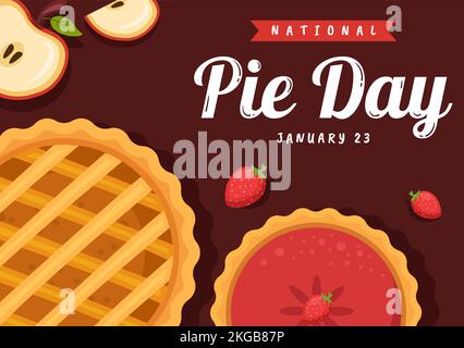 National Pie Day on January 23 with Food Consisting of Pastry Shells and Various Fillings in Flat Cartoon Hand Drawn Templates Illustration Stock Vector