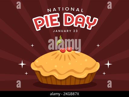 National Pie Day on January 23 with Food Consisting of Pastry Shells and Various Fillings in Flat Cartoon Hand Drawn Templates Illustration Stock Vector