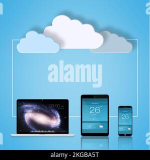 All the storage youll ever need. Conceptual image representing modern cloud computing. Stock Photo