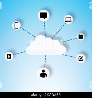 Storage for the upwardly mobile. Conceptual image representing modern cloud computing. Stock Photo