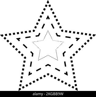 Tracing star shape broken line element for preschool, kindergarten and Montessori kids prewriting, drawing and cutting practice activities in vector i Stock Vector