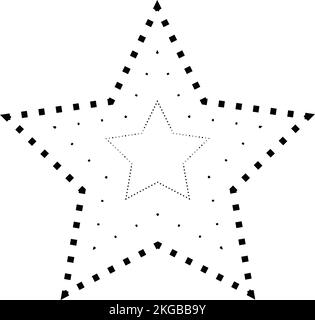 Tracing star shape broken line element for preschool, kindergarten and Montessori kids prewriting, drawing and cutting practice activities in vector i Stock Vector