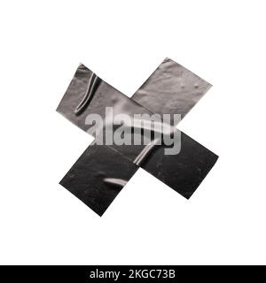 Black electrical tapes in cross shape with clipping path Stock Photo
