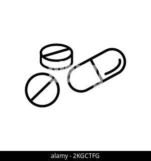 Pills line icon. High quality black outline logo for web site design and mobile apps. Vector illustration on a white background. Stock Vector