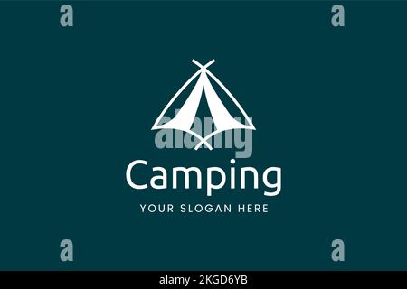 Simple camping logo with tent shape Stock Vector