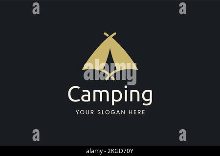 Simple camping logo with tent shape Stock Vector