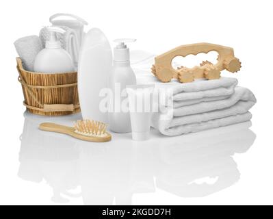 big composition of objects for bathing Stock Photo