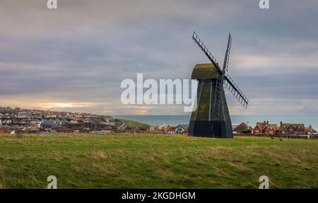 Rottingdean windmill sunrise high on Beacon Hill Brighton south east England Stock Photo