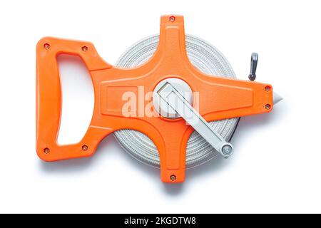 construction tools big measure tape roulette isolated on white Stock Photo