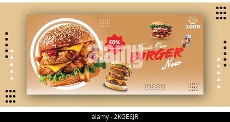 Banner Editable Template For Burger Restaurant Stock Vector