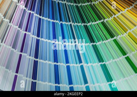 Multi colored color palette top view. Stock Photo