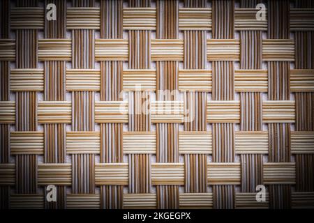 old dusted wicker mat texture close up. Stock Photo