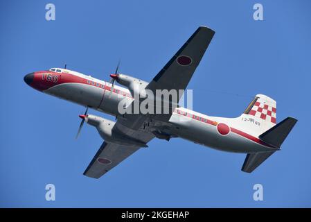 Kanagawa Prefecture, Japan - July 15, 2014: Japan Air Self-Defense Force NAMC YS-11FC flight inspection aircraft. Stock Photo