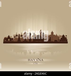 Havana Cuba city skyline vector silhouette illustration Stock Vector