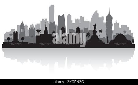 Panama city skyline vector silhouette illustration Stock Vector