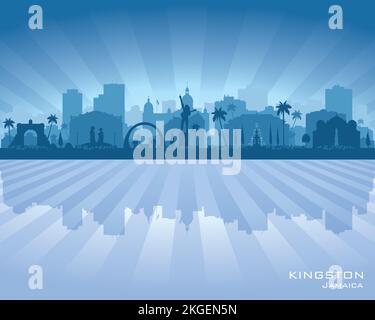 Kingston Jamaica city skyline vector silhouette illustration Stock Vector