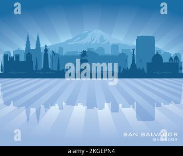 San Salvador city skyline vector silhouette illustration Stock Vector