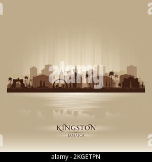 Kingston Jamaica city skyline vector silhouette illustration Stock Vector